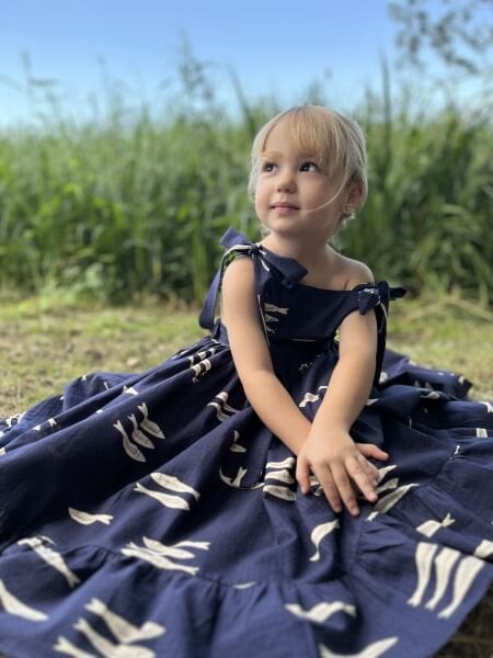 Balıklı Nehir Elbise - Lacivert