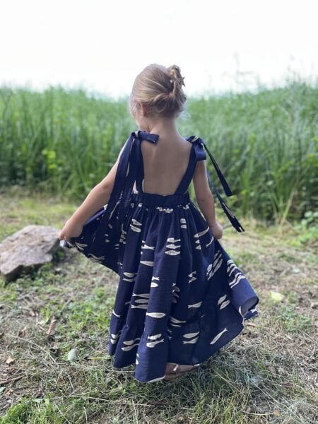 Balıklı Nehir Elbise - Lacivert
