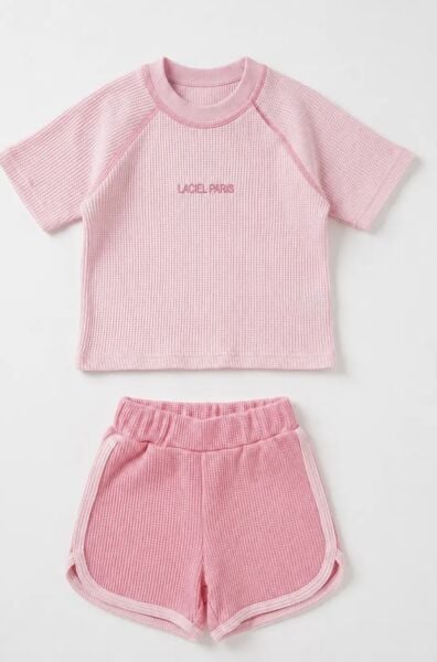 Asar Kids La'ciel Paris Gofre Şortlu 2'li Bebek Takım - Pembe