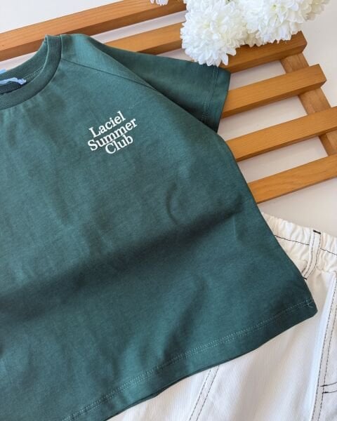 Asarkids La'ciel Paris Summer Sloganlı Tişört - Yeşil