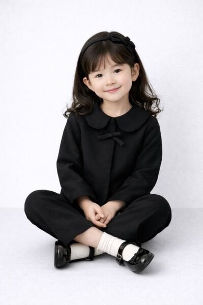 Asarkids Dokuma Keten Ceket Pantolon 2'li Takım - Siyah