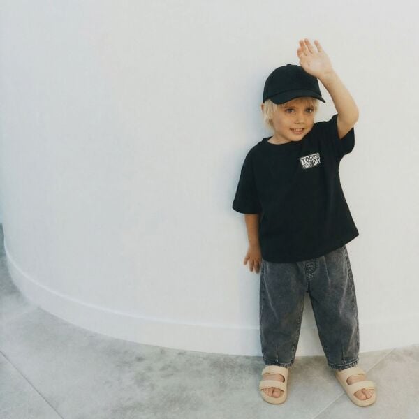 Asarkids La'ciel Paris Sloganlı Balon Pantolon 2' Seti - Siyah