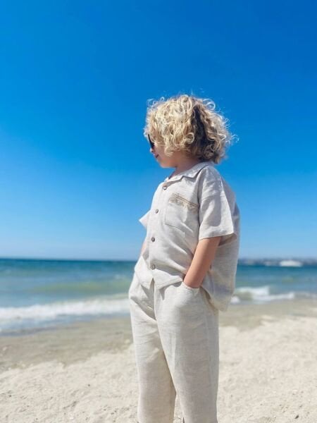 Asar Kids Bohem Tarz Kolları Nakışlı 2'li Takım - Krem