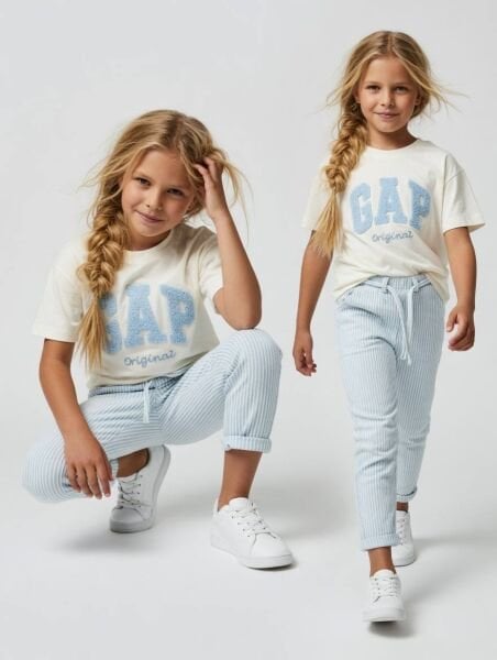 Asar Kids Punch Nakışlı Logolu Çizgili Uzun Alt 2’li Takım -  Mavi