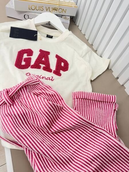 Asar Kids Punch Nakışlı Logolu Çizgili Uzun Alt 2’li Takım -  Pembe