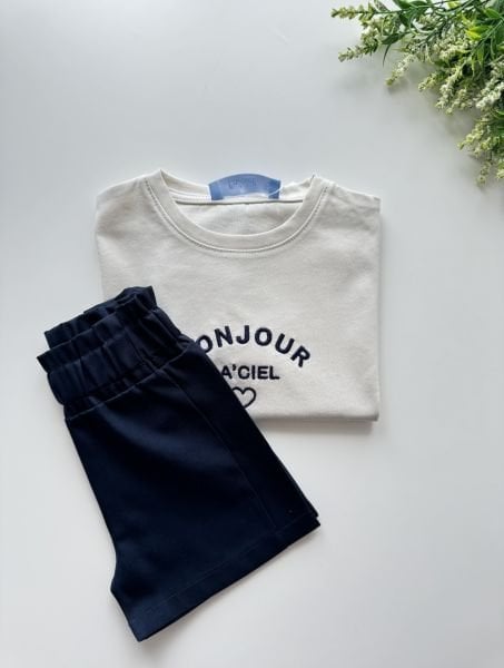 Zeynep Sloganlı Takım - Lacivert Beyaz