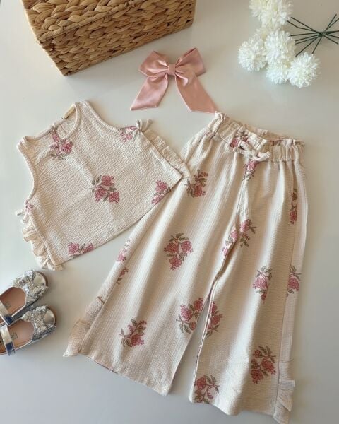 Asarkids Kanaviçe Baskılı 2’li Takım - Pembe
