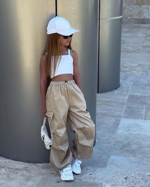 Paraşüt Pantolonlu Nilüfer Takım - Krem