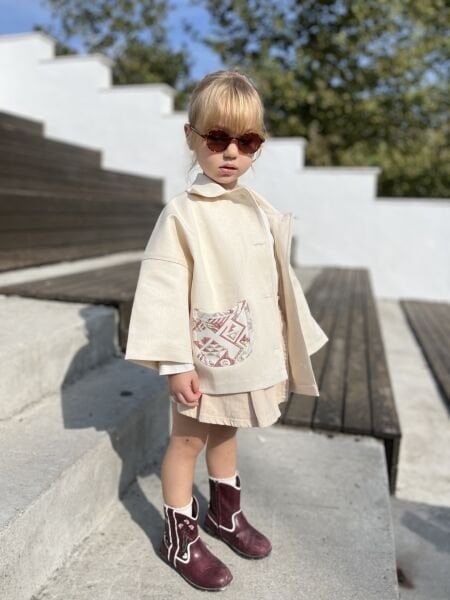 Cebi Etnik Desenli Trençkot - Bej