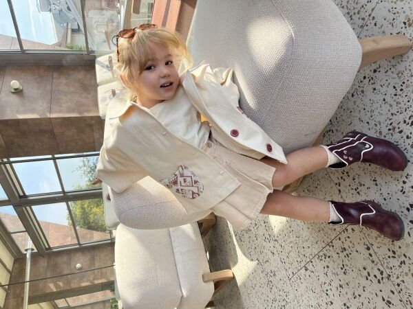 Cebi Etnik Desenli Trençkot - Bej