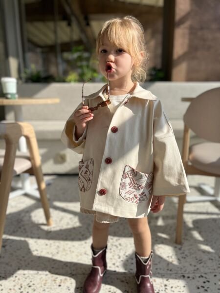 Cebi Etnik Desenli Trençkot - Bej