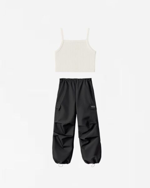 Paraşüt Pantolonlu Nilüfer Takım - Siyah