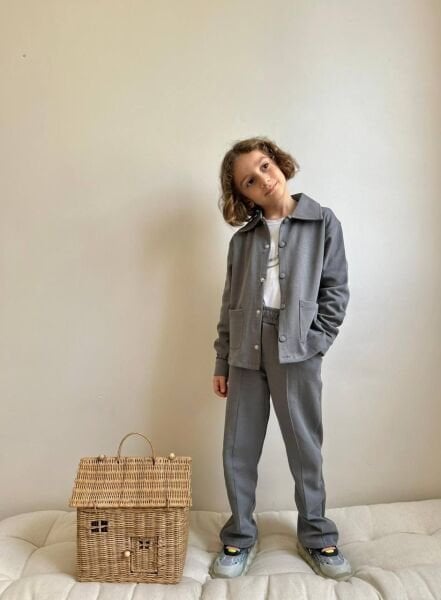 Asarkids Ceket Pantolon 3'lü Takım - Gri