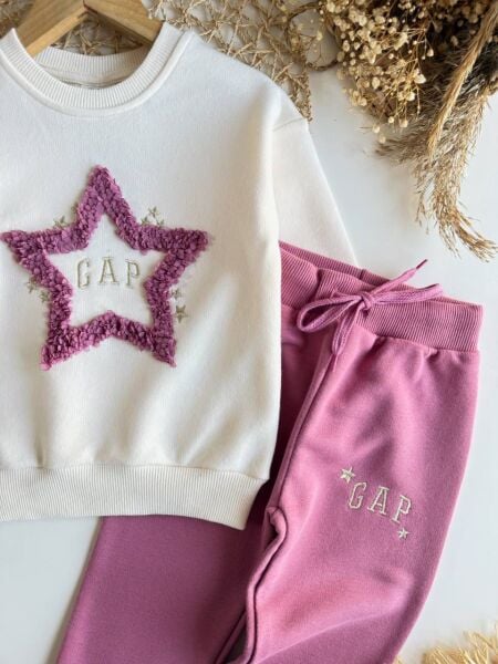 Yıldız Aplikeli Logolu Eşofman Takım - Pembe