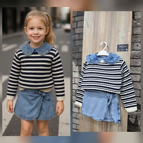 Nakış Yaka Detaylı Mısra Takım - Mavi