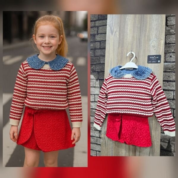 Nakış Yaka Detaylı Mısra Takım - Kırmızı