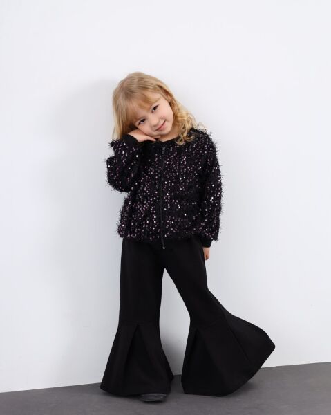 Asarkids Sakallı Hırka Taytlı 3'lü Takım - Pembe Pullu