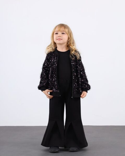 Asarkids Sakallı Hırka Taytlı 3'lü Takım - Pembe Pullu