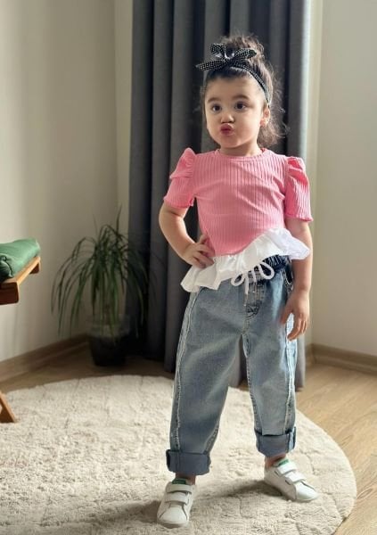 Asel Denim Pantolonlu Takım - Pembe