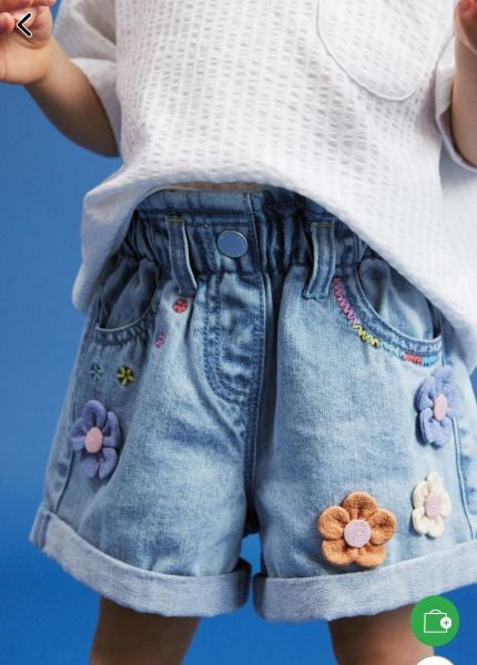 Naz Denim Papatya Aplikeli Şort - Mavi