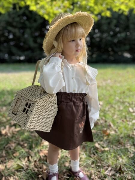 Nakışlı Bohem Asya Etek - Kahve