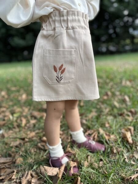 Nakışlı Bohem Asya Etek - Krem