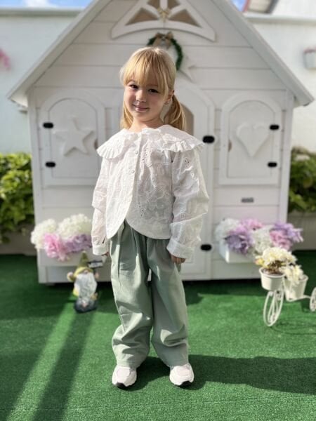 Vintage Fistolu Asya Gömlek - Beyaz