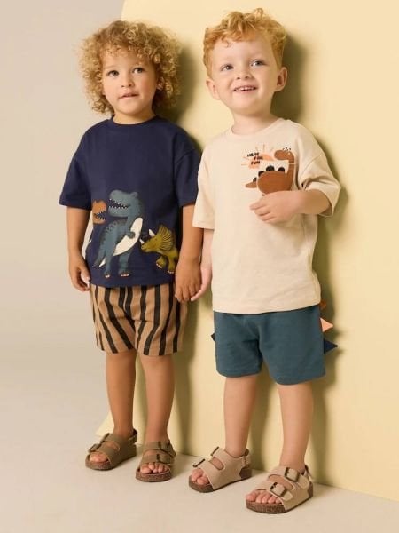 Çağan Dinozor Aplikeli Takım - Üst Krem