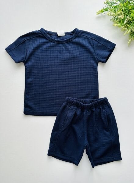 Gofre Şortlu Takım - Lacivert