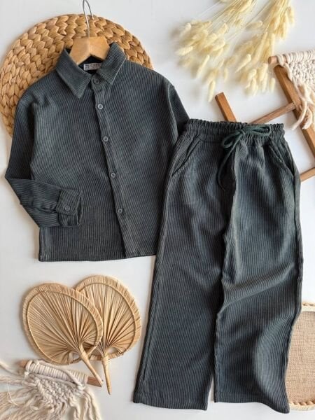 Kadife Fitilli 2'li Takım - Yeşil