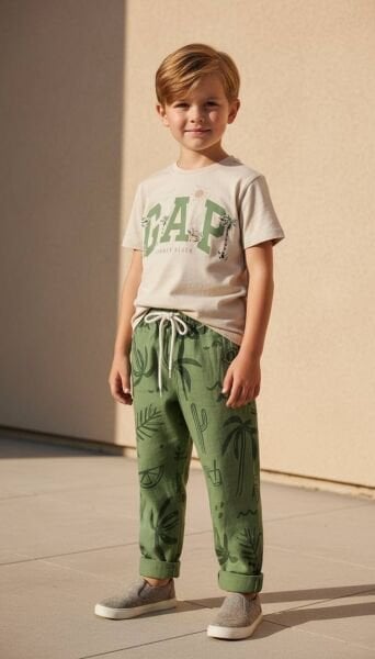 Asarkids Kaktüs Baskılı Logolu Takım - Yeşil