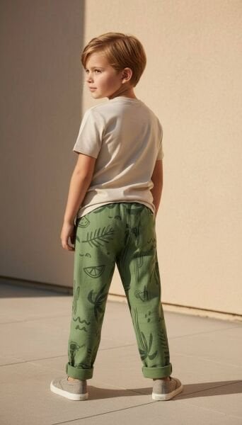 Asarkids Kaktüs Baskılı Logolu Takım - Yeşil