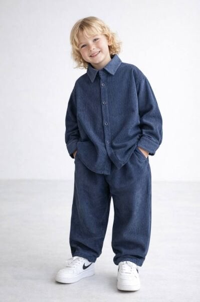 Kadife Fitilli 2'li Takım - Lacivert