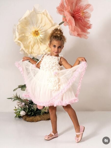 Asarkids Parçalı Çantalı Karnaval Elbise - Ekru Pembe