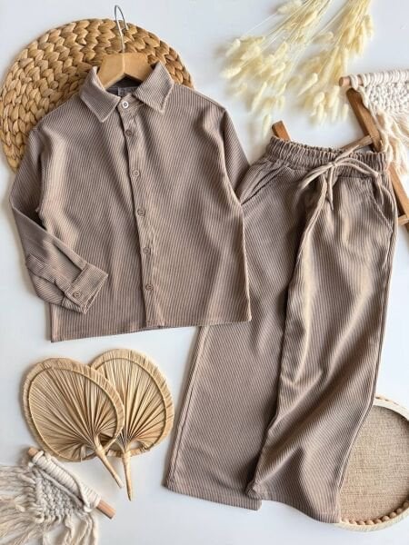 Kadife Fitilli 2'li Takım - Kahve