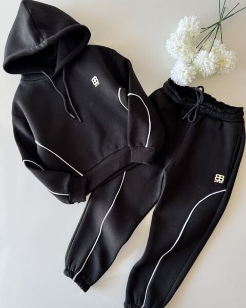 Kenarları Biyeli Şardonlu 2'li Takım - Siyah