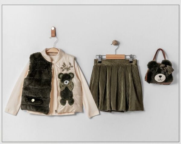 Ayıcık Aplikeli 4’lü Set - Yeşil