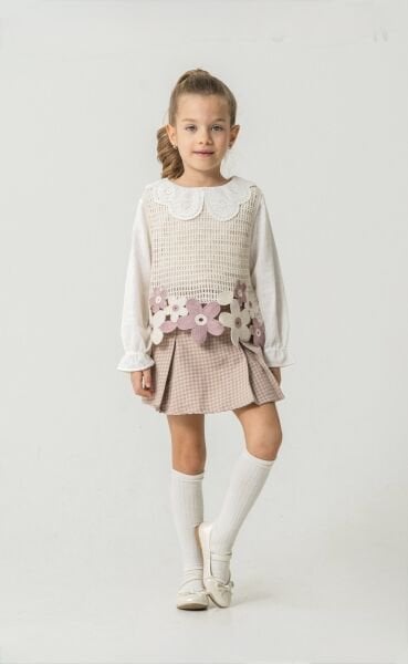 Motifli Papatya İşleme 3’lü Set - Pembe