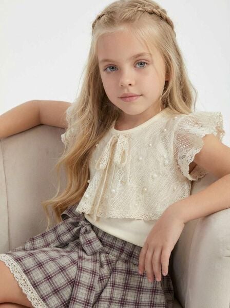 Asarkids Asimetrik Kare Etekli 3'lü Set - Krem