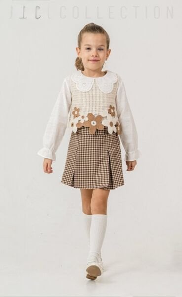 Motifli Papatya İşleme 3’lü Set - Kahve