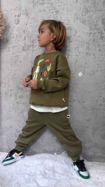 Dinozor Baskılı Takım - Yeşil