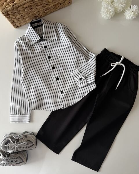 Asarkids Gömlek Pantolon 2'li Takım - Siyah