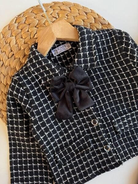 Fiyonk Aplikeli Ceketli Etekli Tüvit Takım - Siyah