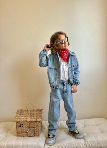 Asarkids Denim Ceketli 2'li Takım - Mavi