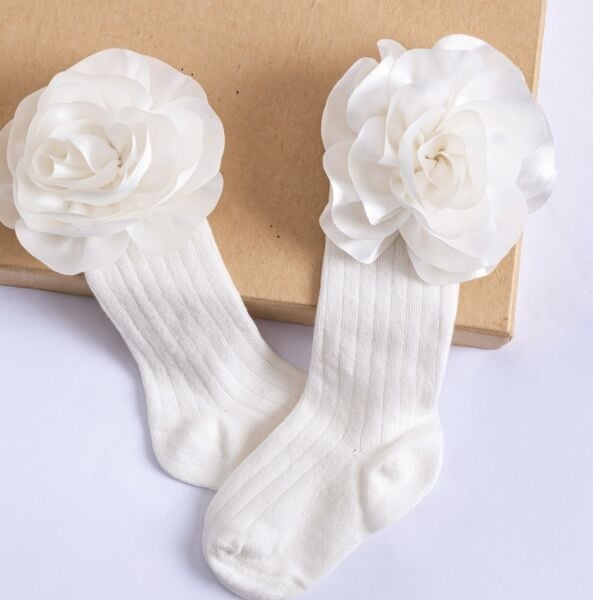 Asarkids Gül Aplikeli Çorap - Beyaz