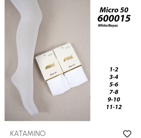 Asarkids Micro 50'den Külotlu Çorap - Beyaz