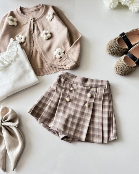 Papatya Aplikeli Triko Kazaklı Takım - Pembe