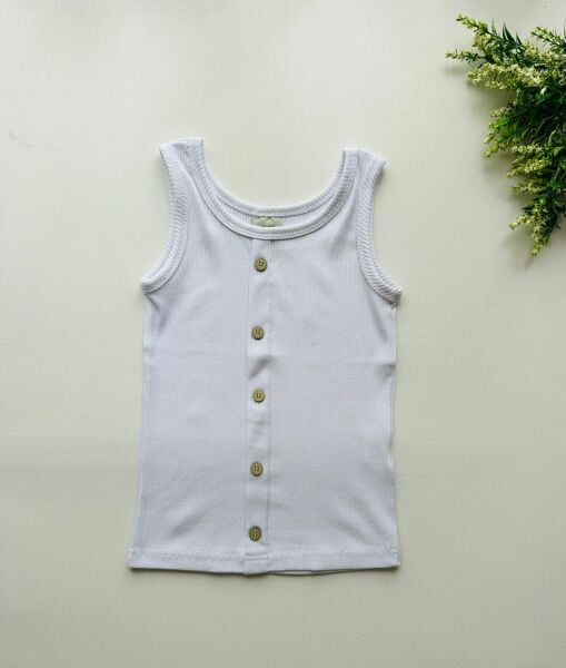 Beyaz Düğmeli Tişört