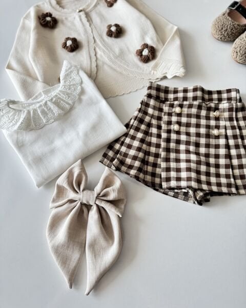 Papatya Aplikeli Triko Kazaklı Takım - Krem