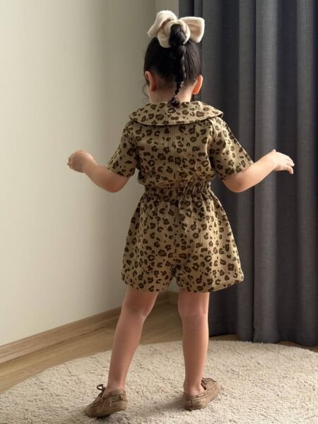 Asarkids Leopar Desenli Tulum - Kahve !!Kalıp Dar Bir Beden Büyük Alınız!!